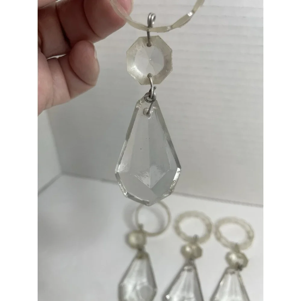 5 Vintage Antique Clear Chandelier Crystal Point Teardrop Prisms 3